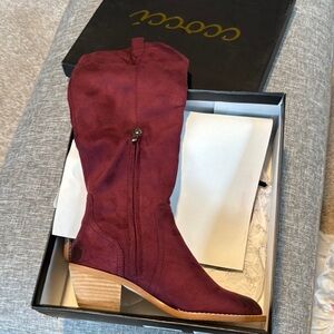 CCOCCI Red Over the Knee Boots with Suede Finish Stacy aged boot